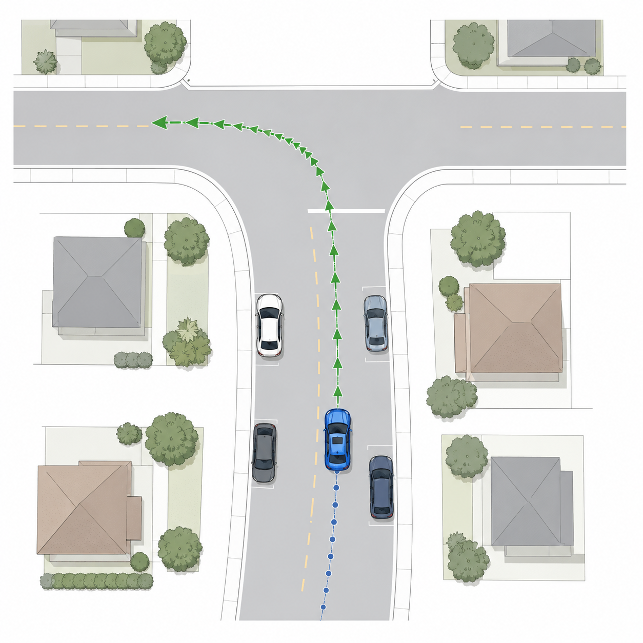 Resulting trajectory demonstration: turning left at the intersection